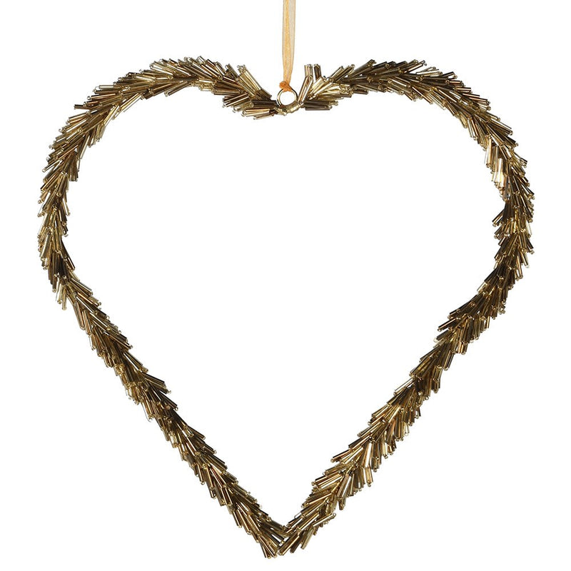 Beaded Hanging Heart Decoration | Copper