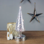 Silver Glass LED Tree Light Decoration | Medium