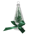 Glass Christmas Tree Name Card Holder Set | Green | Set of 4