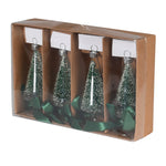 Glass Christmas Tree Name Card Holder Set | Green | Set of 4