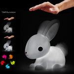 Colour Changing Night Light | White Bunny with Faux Fur Pom Tail | Medium