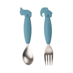 Deer Friends Easy-Grip Spoon & Fork Set | Blue
