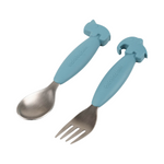 Deer Friends Easy-Grip Spoon & Fork Set | Blue