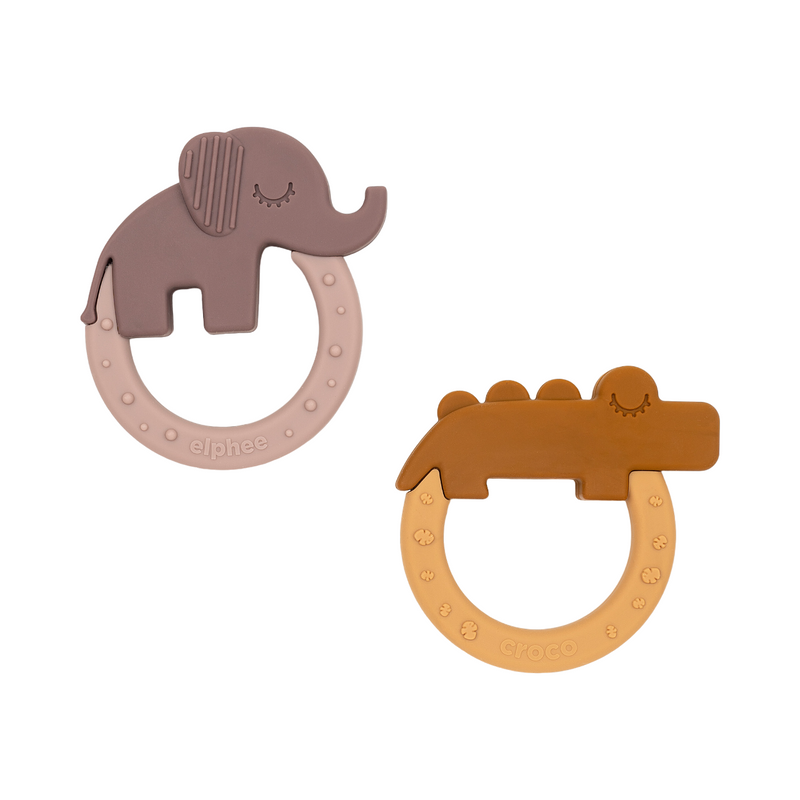 Deer Friends Teether Set | Mustard & Powder Pink | Pack of 2