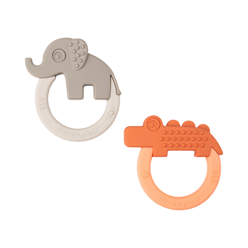 Deer Friends Teether Set | Papaya & Sand | Pack of 2