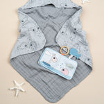 Hooded Towel | Sea Friends | Grey