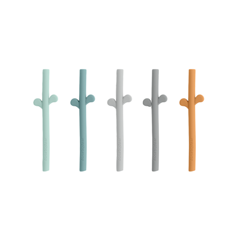 Peekaboo Silicone Straw Set | Blue Mix | Pack of 5