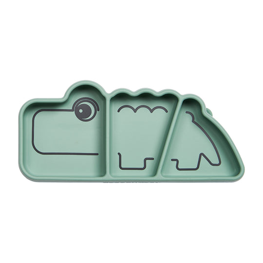 Silicone Stick & Stay Snack Plate | Croco Green