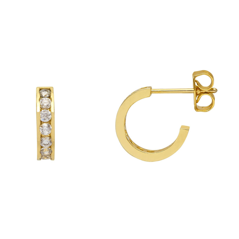 CZ Everyday Hoop Earrings | Gold Plated