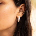 Multi Pearl Beaded Hoop Earrings | Gold Plated