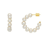 Multi Pearl Beaded Hoop Earrings | Gold Plated