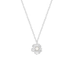 Petite Pearl Buttercup Pendant Necklace | Silver Plated