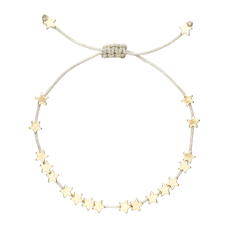 Stars So Bright Bracelet with Silver Metallic Cord | Gold Plated