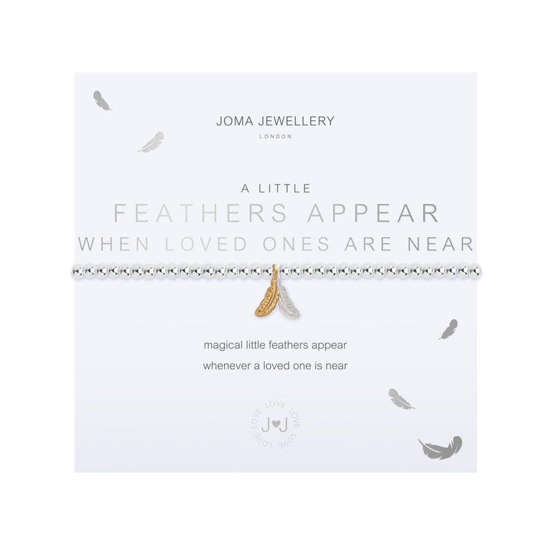 A Little 'Feathers Appear When Loved Ones Are Near' Bracelet | Silver & Gold Plated