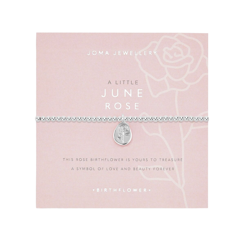 A Little 'June' Rose Birthflower Bracelet | Silver Plated