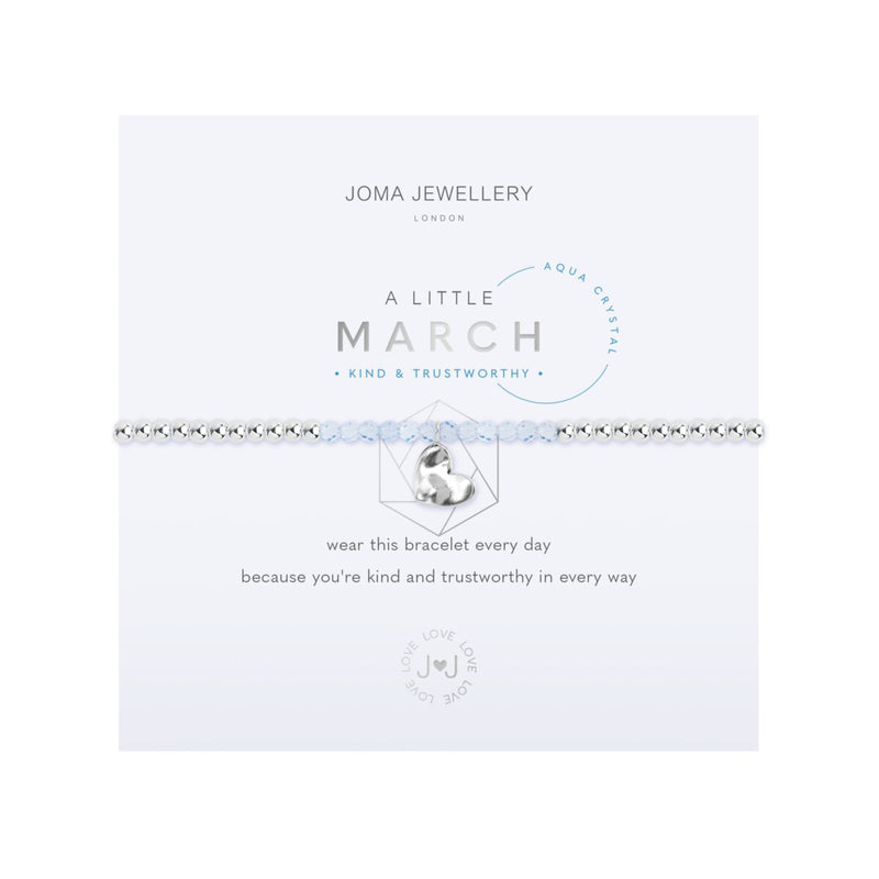 A Little March Birthstone Bracelet | Silver Plated with Aqua Crystal