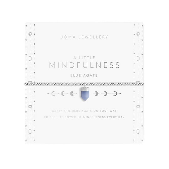 A Little 'Mindfulness' Affirmation Crystal Bracelet | Silver Plated with Blue Agate