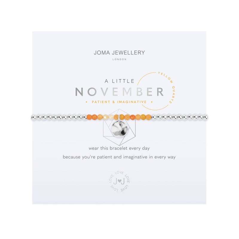 A Little November Birthstone Bracelet | Silver Plated with Yellow Quartz