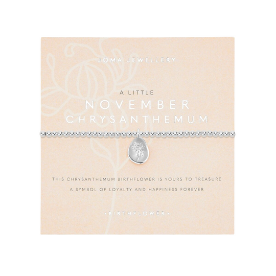 A Little 'November' Chrysanthemum Birthflower Bracelet | Silver Plated