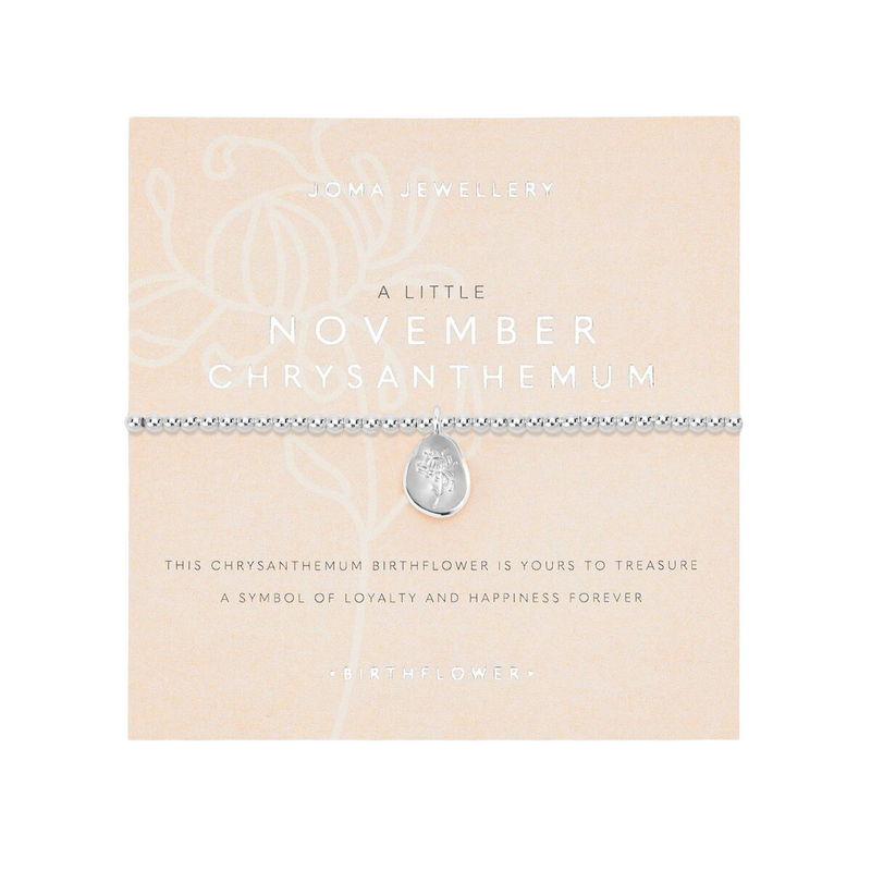 A Little 'November' Chrysanthemum Birthflower Bracelet | Silver Plated