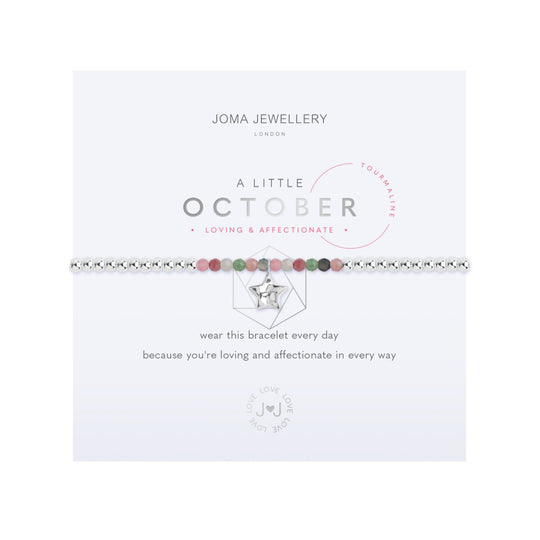 A Little October Birthstone Bracelet | Silver Plated with Tourmaline