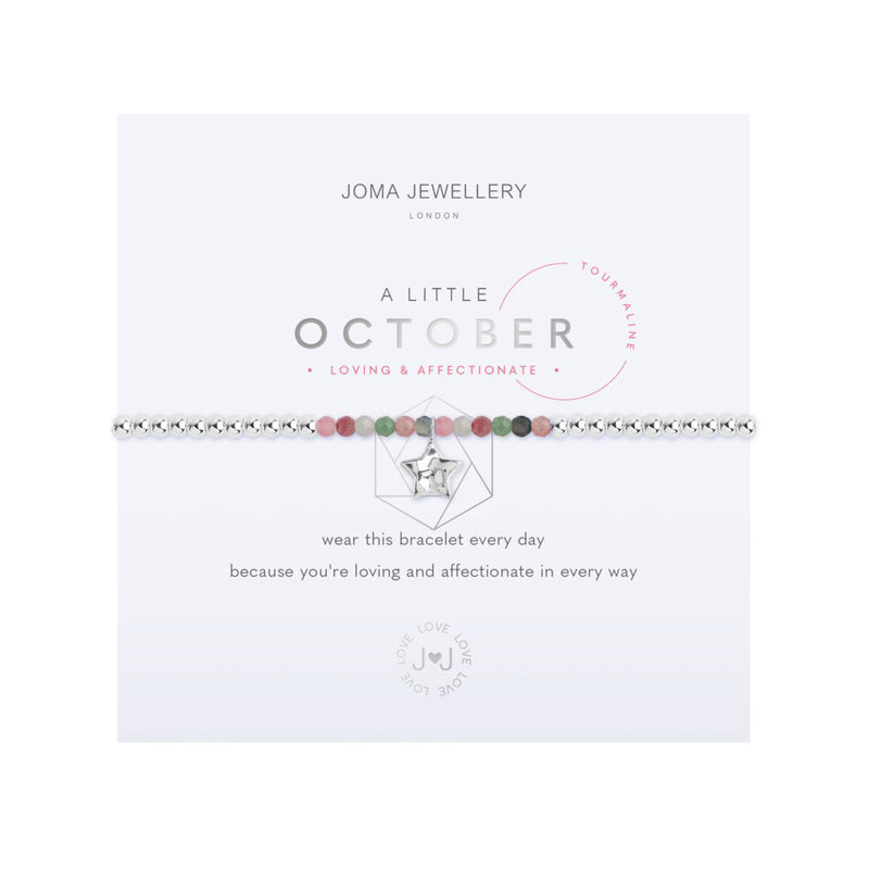 A Little October Birthstone Bracelet | Silver Plated with Tourmaline