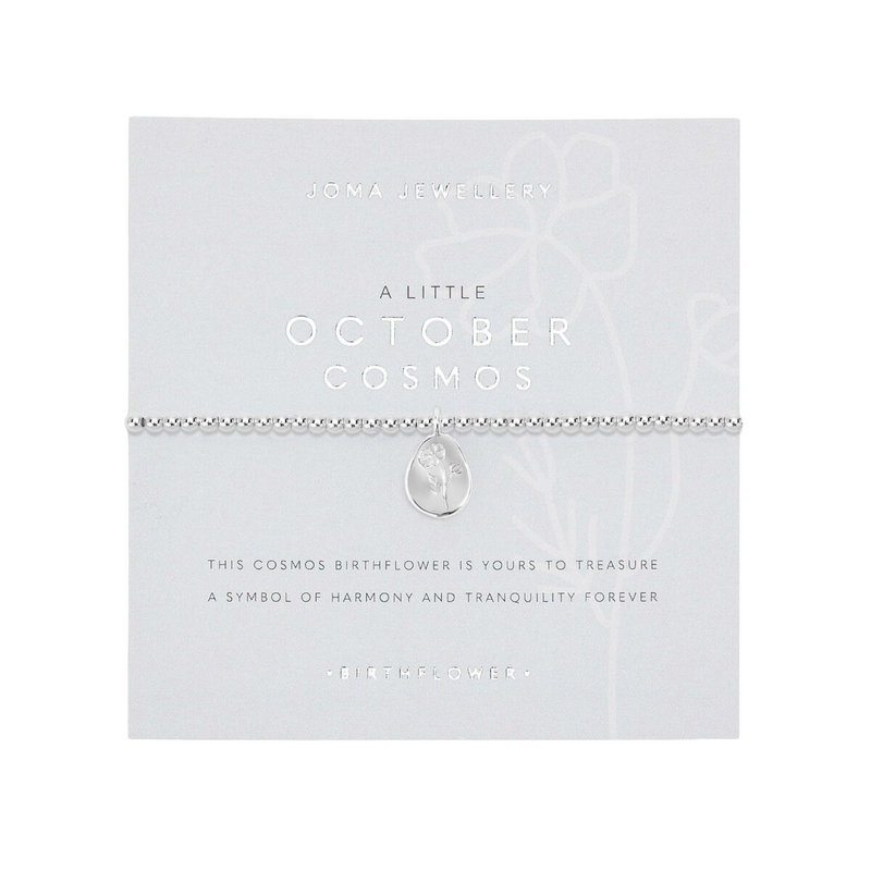 A Little 'October' Cosmos Birthflower Bracelet | Silver Plated