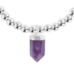 Affirmation Crystal 'Protection' Bracelet | Silver Plated with Amethyst