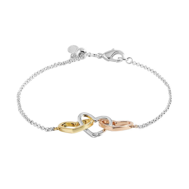 Florence Linked Hearts Bracelet | Silver, Gold & Rose Gold Plated