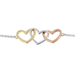 Florence Linked Hearts Bracelet | Silver, Gold & Rose Gold Plated