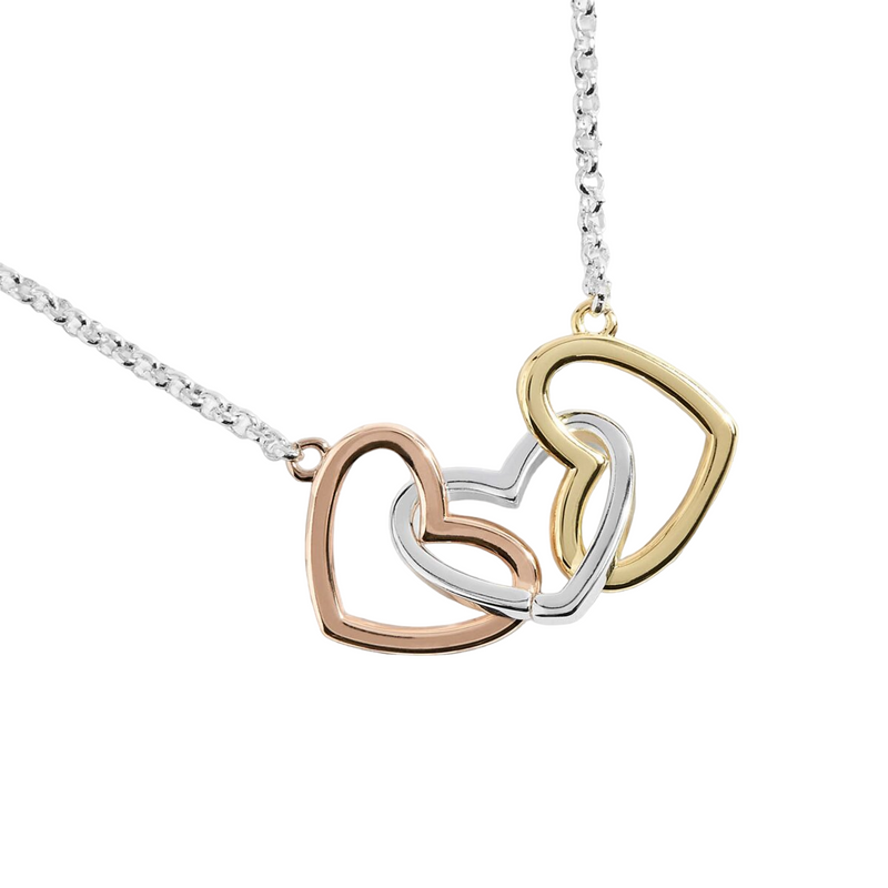 Florence Linked Hearts Necklace | Silver, Gold & Rose Gold Plated