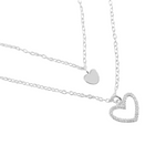 Lila Heart Layered Necklace | Silver Plated