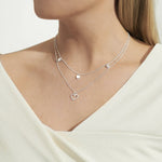 Lila Heart Layered Necklace | Silver Plated