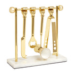 Brass Barbell Barware Set