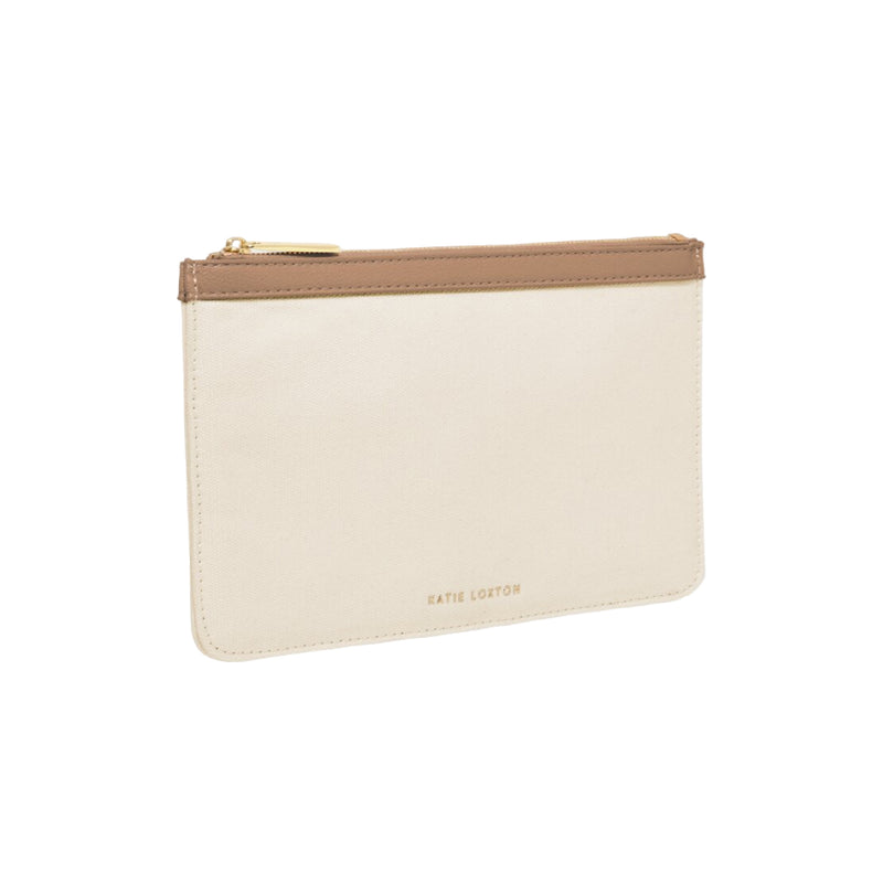 Amalfi Canvas Pouch | Off White & Soft Tan