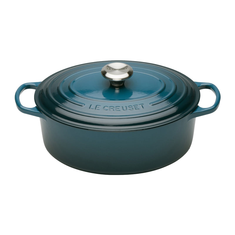 Oval Cast Iron Casserole Dish | Deep Teal | 27cm