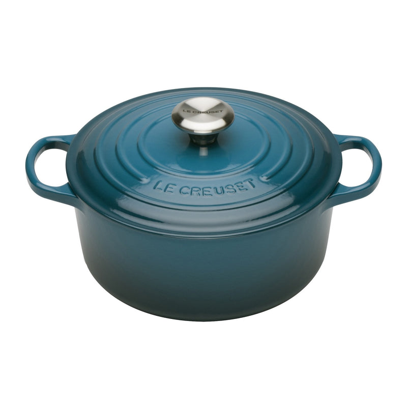 Round Cast Iron Casserole Dish | Deep Teal | 24cm