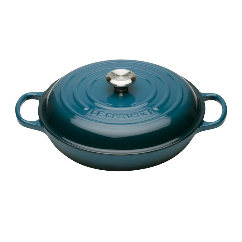 Shallow Cast Iron Casserole Dish | Deep Teal | 26cm