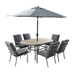 Monza 6 Seat Set with Highback Armchairs & 3m Parasol