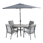 Turin 4 Seat Dining Set with 2.5m Parasol