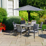 Turin 6 Seat Dining Set with Lazy Susan & 3m Parasol