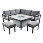 Turin Compact Modular Dining Set with Rectangular Gas Firepit