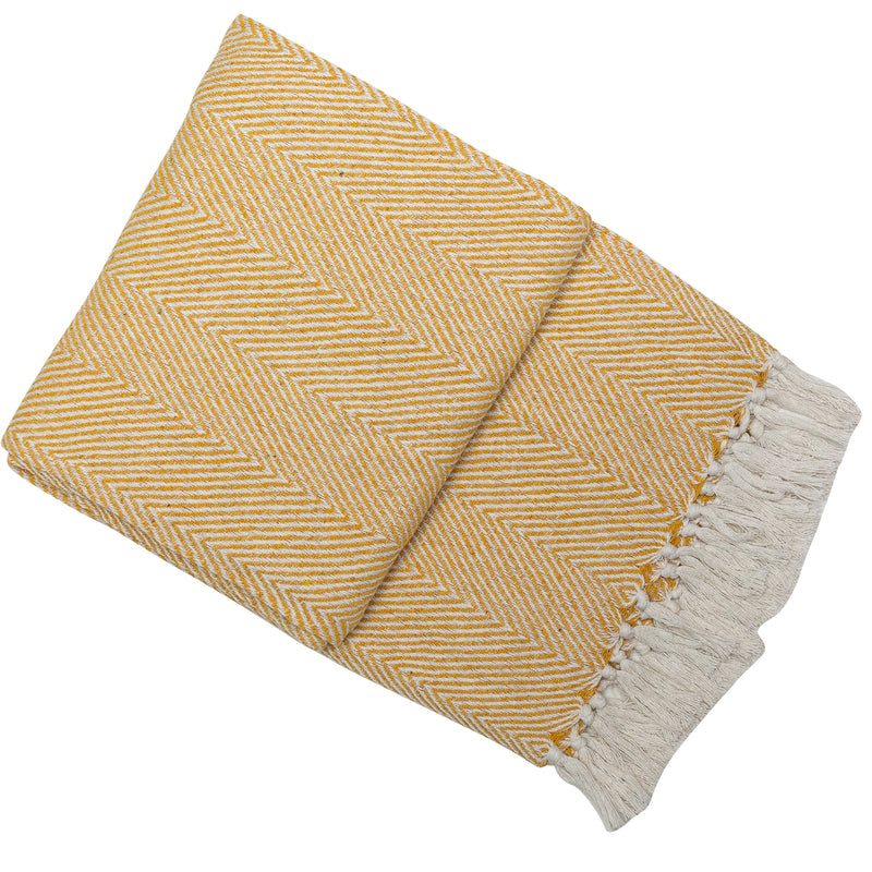 Recycled Chevron Kampala Throw | Mustard | 130x180cm