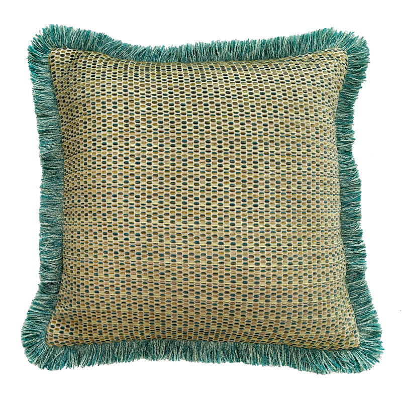 Chicago Threaded Jacquard Cushion with Fringe | Seafoam | 45x45cm