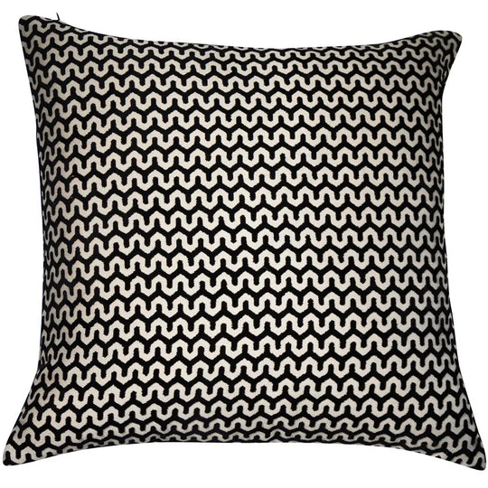 Cut Wave Velvet Oslo Cushion | Black | 43x43cm