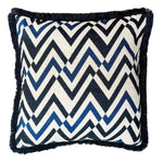 Soma Zig Zag Cushion with Fringe | Navy | 45x45cm