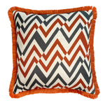 Soma Zig Zag Cushion with Fringe | Rust | 45x45cm