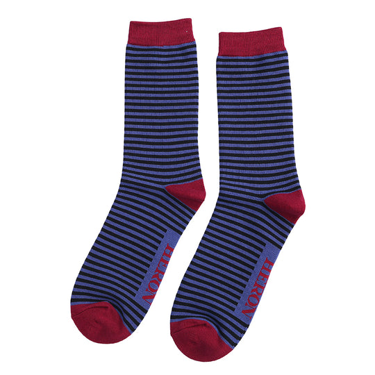 Men's Striped Socks | Bamboo | Blue, Black & Burgundy