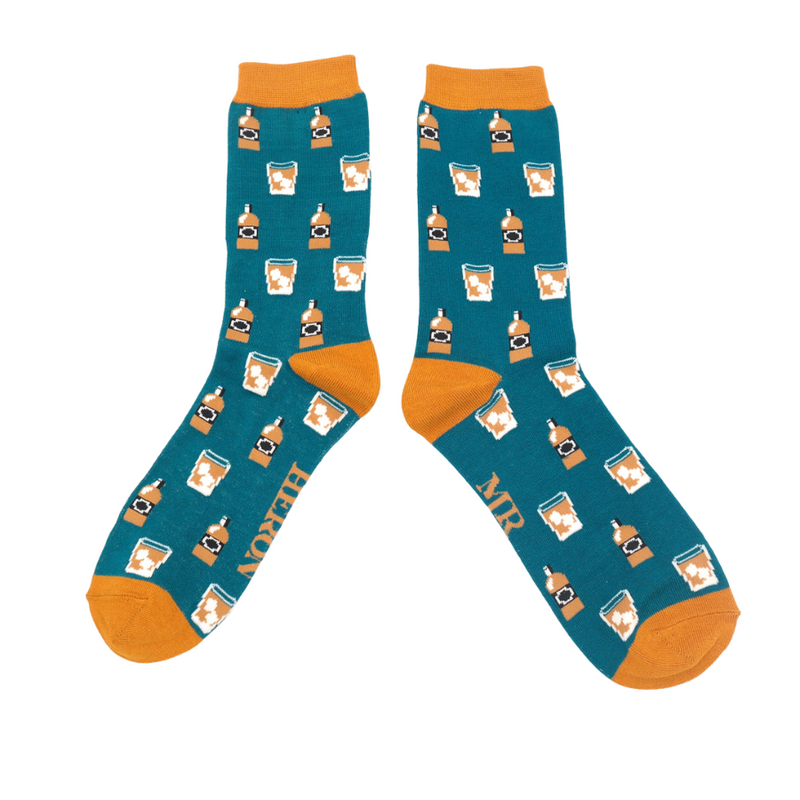 Men's Whisky Socks | Bamboo | Teal & Orange