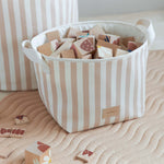 Django Toy Basket | Taupe Stripes | 22x23x23cm